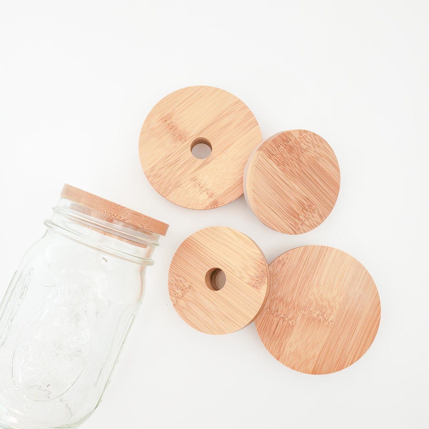 Bamboo Mason Jar Drinking Lids