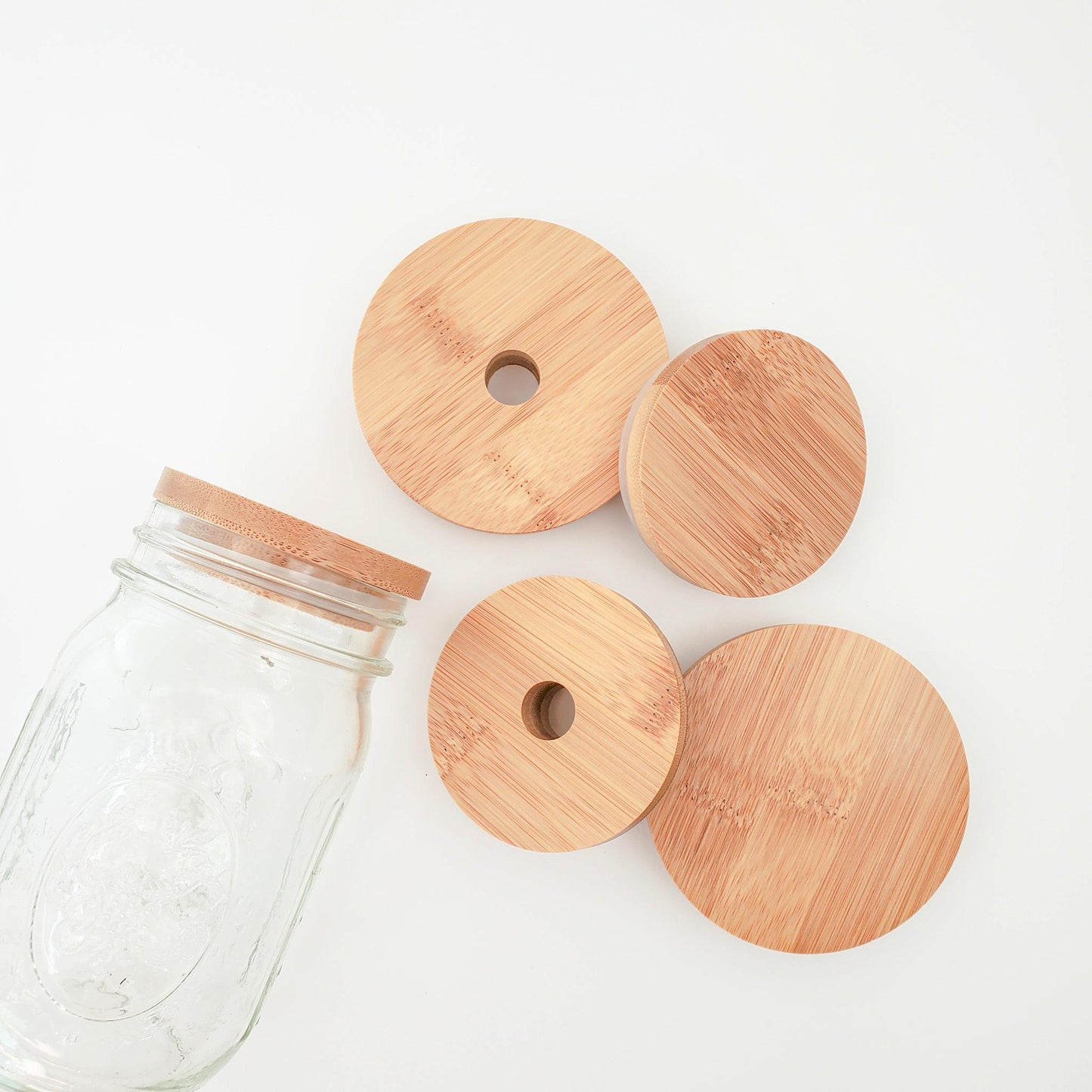 Bamboo Mason Jar - Solid Lids