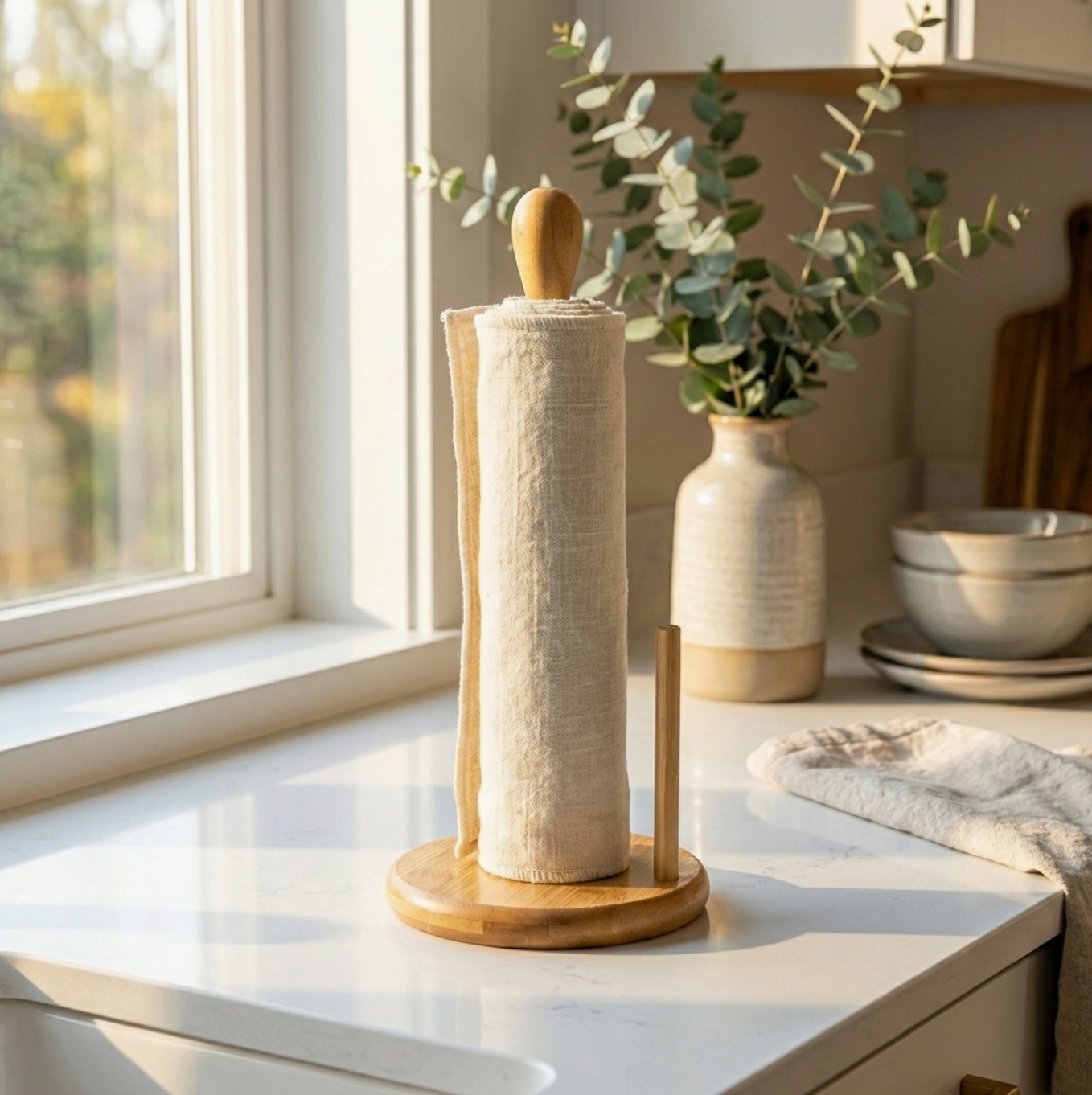 Bamboo Paper Towel Holder