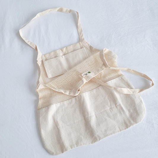 Half Mesh Market Tote with Phone Pocket